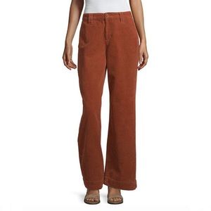 a.n.a. Women’s Corduroy High Waist Wide Leg Pant Bronze Wave (Burnt Orange)